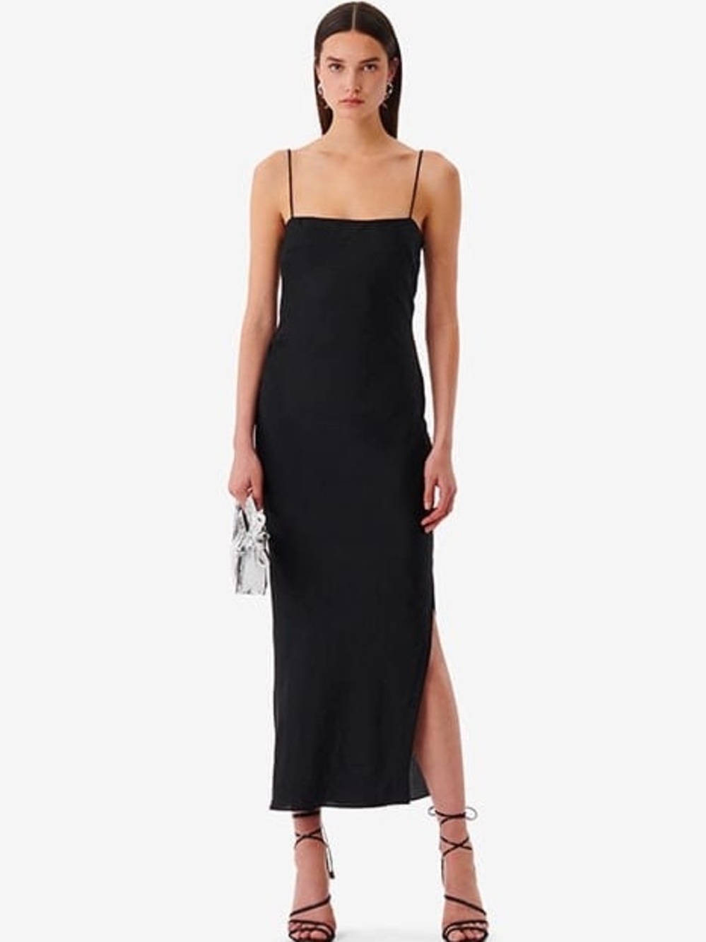 IRO Black Slip Maxi Dress with Spaghetti Straps Size 32 XXS / XS NWT